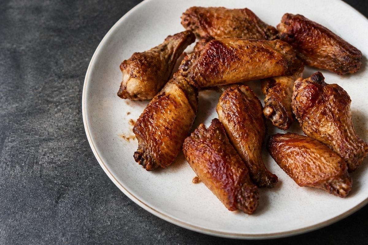 Air fryer chicken wings with a light buffalo glaze