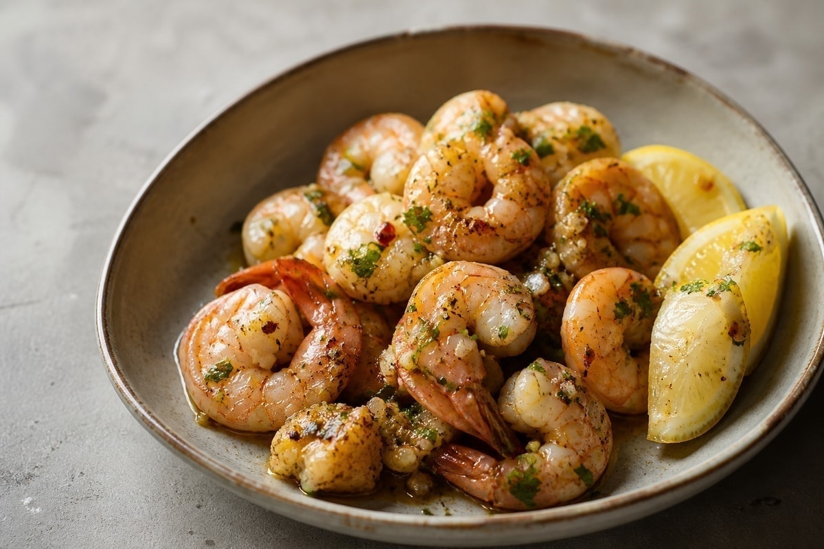 Air fryer garlic prawns with lemon and paprika