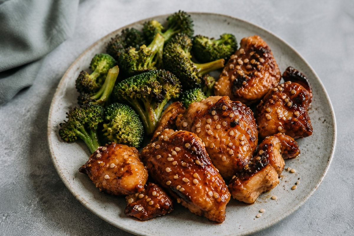 Air fryer teriyaki chicken with honey-soy glaze