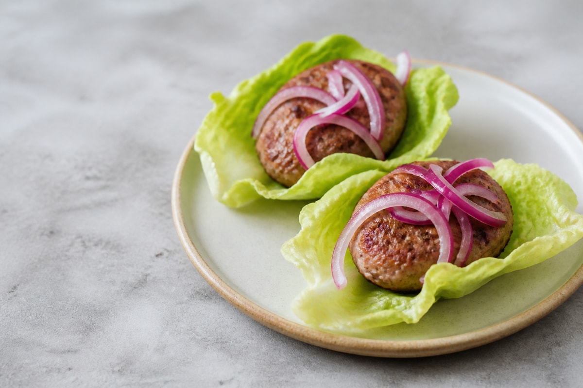 Air fryer turkey burgers in lettuce wraps