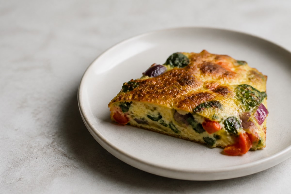 Air fryer veggie frittata with spinach and feta