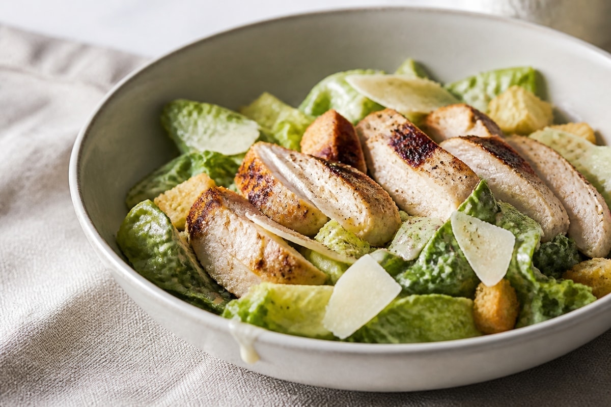 High protein chicken Caesar salad with Parmesan