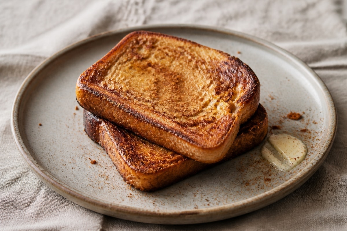 Protein French toast with cinnamon on a plate